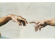 Идея воплощает в себе аллюзию на фреску из цикла о сотворении мира Микеланджело...