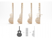 Идея достаточна проста и лаконична, изгиб гитары набранный деревянными полочкам...