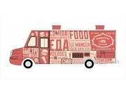 На фургоне написано "еда" и "приятного аппетита" на разных языках