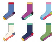 Яркие жизнерадостные носки, дизайн которых основан на сочетании пяти цветов. 