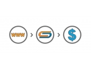 Оранжевый и синий цвета — как сайт и деньги: Profit-Partner — как связующий. 
