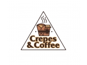 Блинчик и кофейный стаканчик в графической части логотипа связаны бумажной лент...