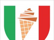 Мороженое на фоне цветов флага Италии...