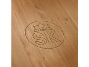Логотип представляет из себя круг в который вписаны буквы SK, сверху которых ра...