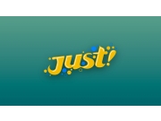 Логотип – стилизованная надпись Just! в бирюзово-зелёно-жёлтом цвете. В основе ...
