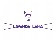 Лавандовое изображение ламы наглядно отражает название. Лого с атрибутикой в ст...