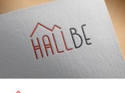 Предлагаю еще один вариант, здесь слово HALL стилизовано под здание (дом), это ...