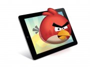 Пробивающаяся сквозь экран айПада птица из Angry Birds